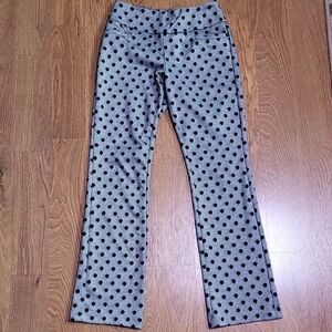 New York & Company Black Polka Dot Herringbone Pants